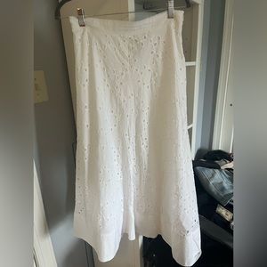Zara Long Eyelet White Skirt
